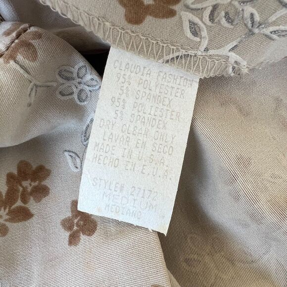 AMERICAN Vtg 90s High Waist Gray Beige Floral Mini Skirt Fairy Womens Medium - Picture 3 of 5